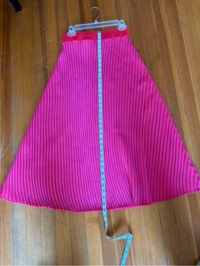 Zara Small Bright Pink and Coral A-Line Stretchy Midi Skirt